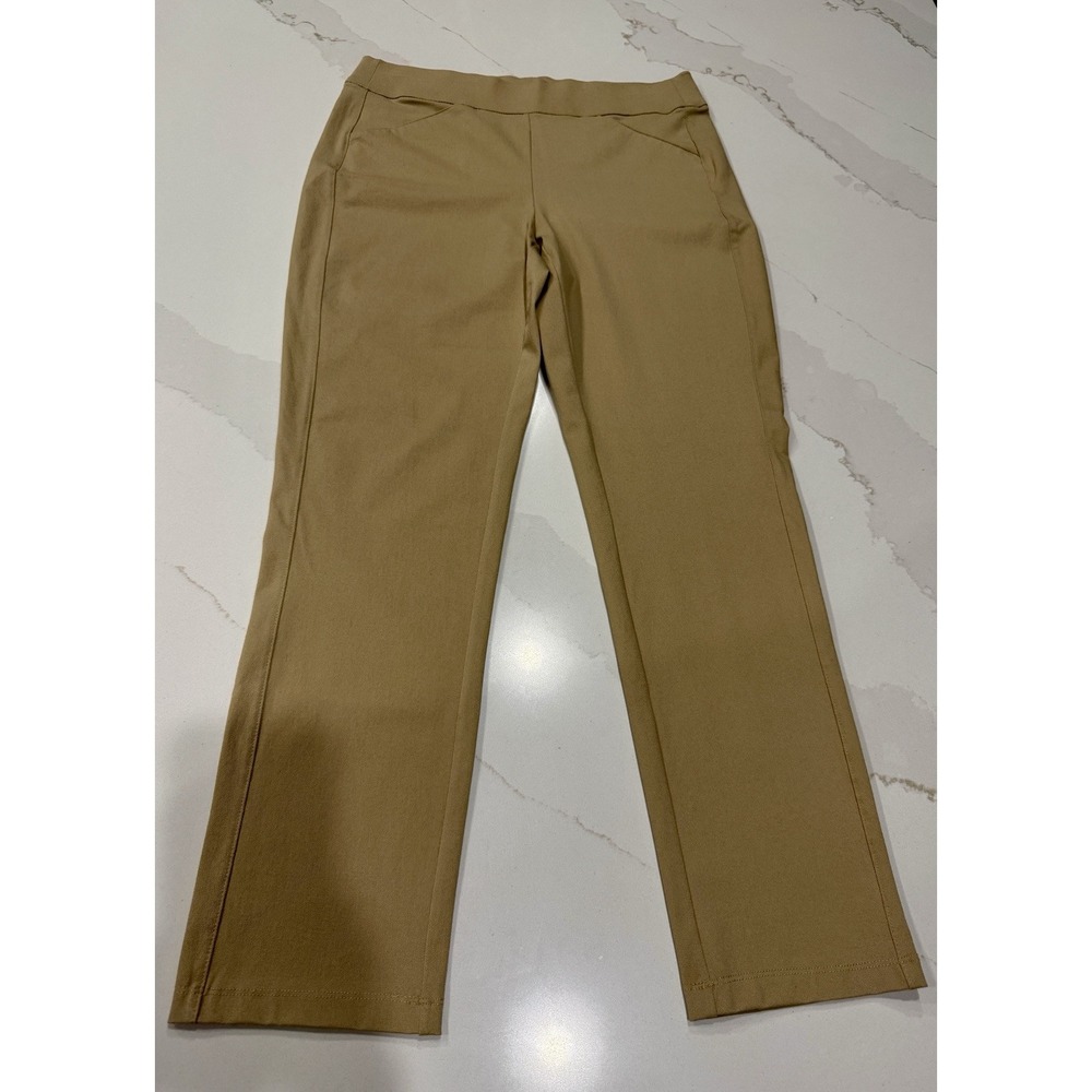 Chico's Travelers Ankle Pants Womens 0.5/6 Tan Pull‎ On Stretch Pockets Mid-Rise